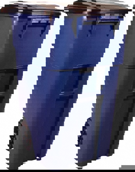 Square Brute Rollout Container, 50 gal, Molded Plastic, Blue